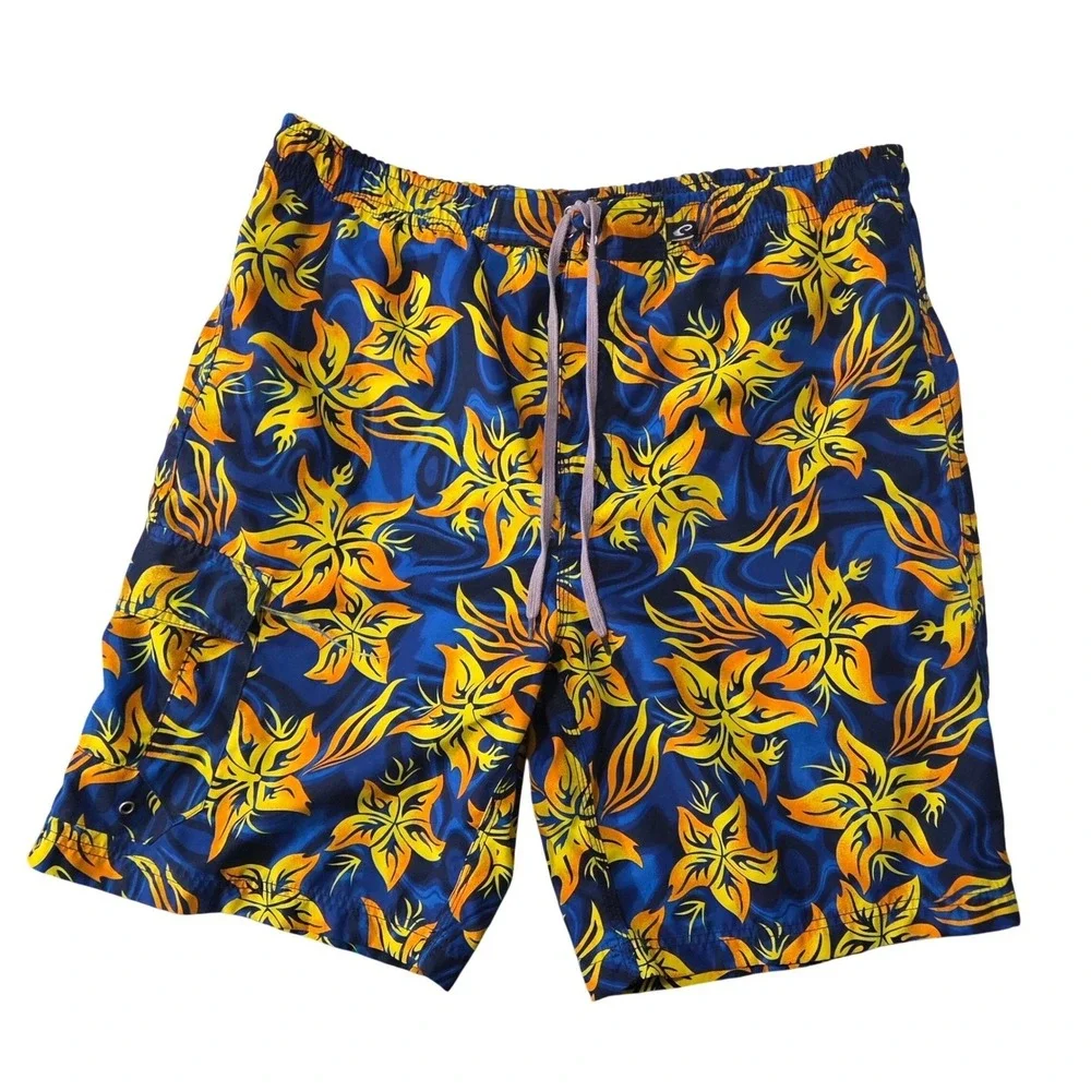 Sonoma Surf Gear Men's Tropical Floral Flame Board Shorts Swim Trunks Size‎ M